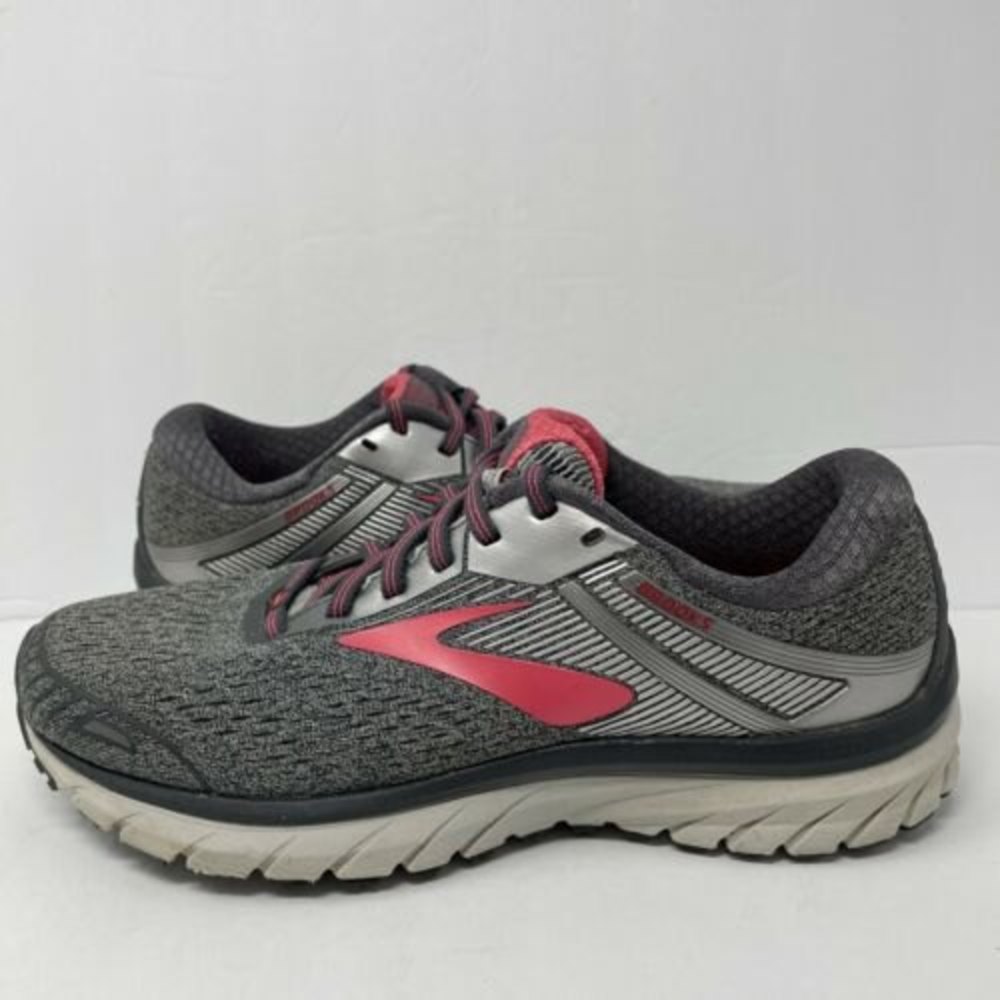 Brooks Adrenaline GTS 18 Womens Size 9.5 Gray Pink Running Shoes 1202681B079